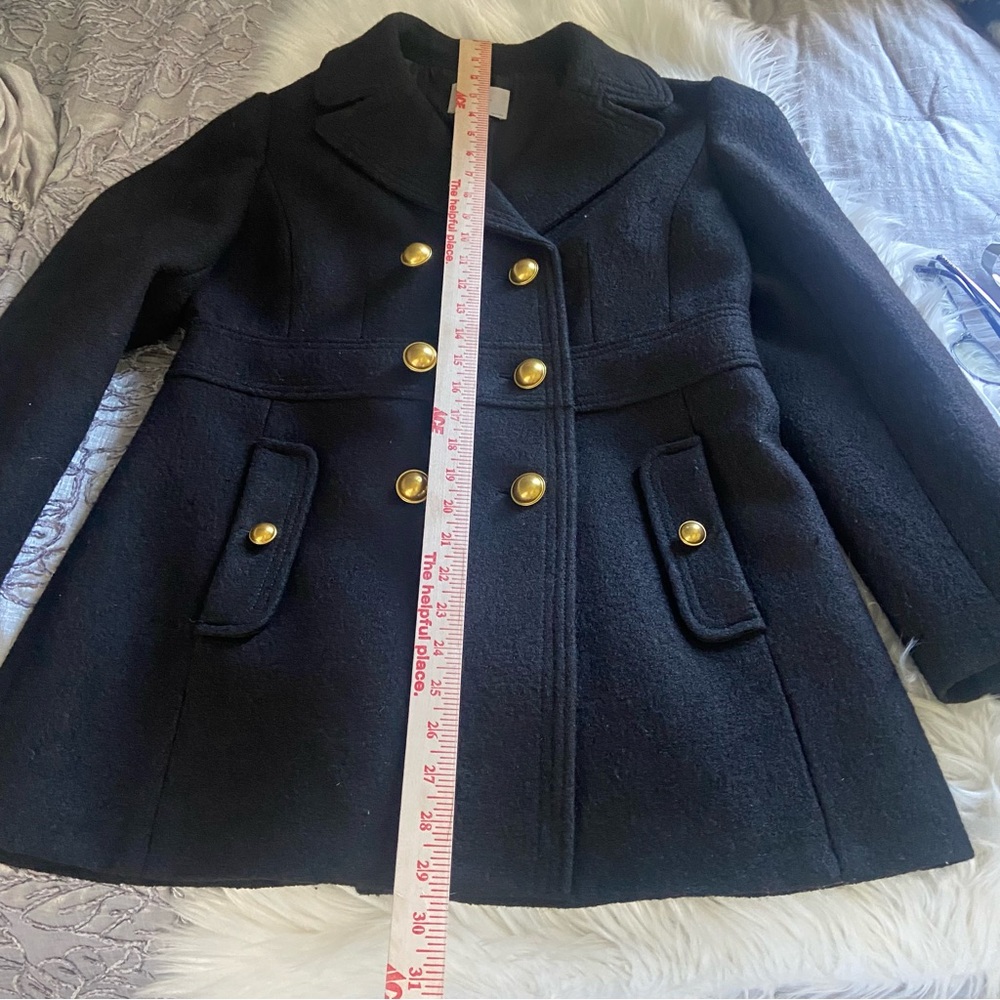 LOFT Sz 8P Black Double-Breasted Women’s Pea Coat with Gold Buttons - Picture 7 of 13